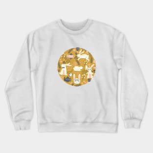 Bunnies + Teapots in Gold Crewneck Sweatshirt